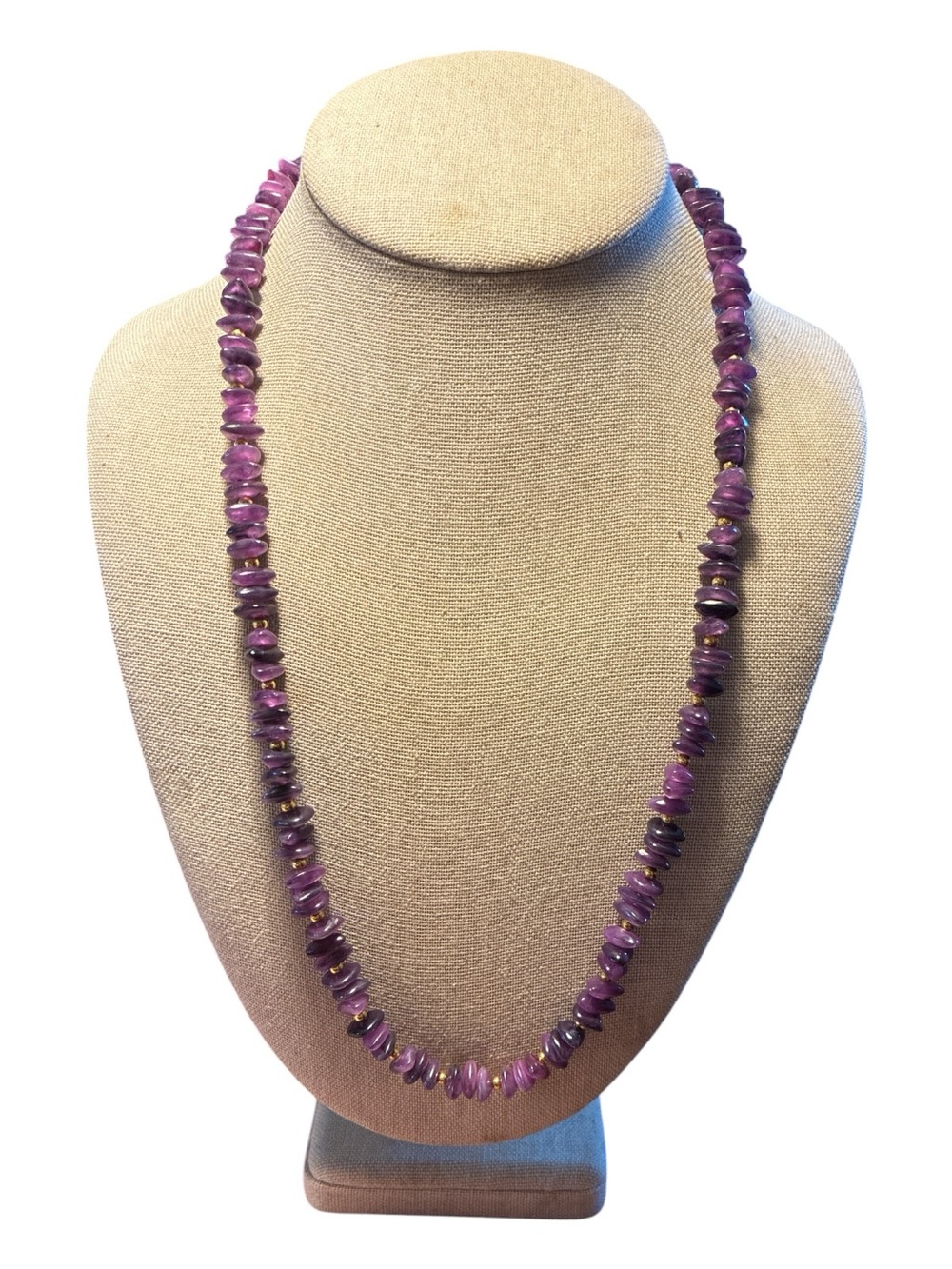 🔵 Vintage Purple Beaded Necklace ~ 25 Inches